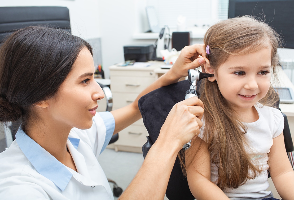 Young girl in an ear exam